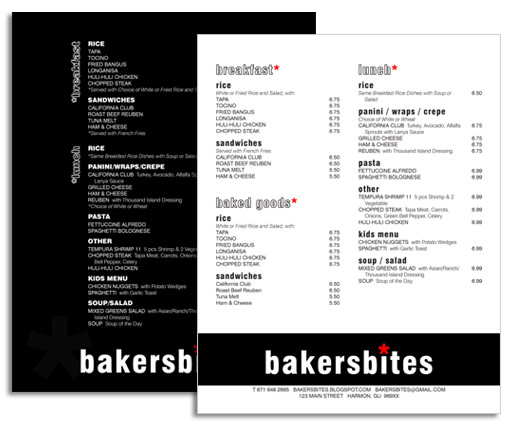 Bakers Bites Menu Concepts