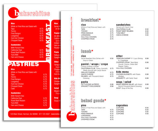 Bakers Bites Menu Concepts